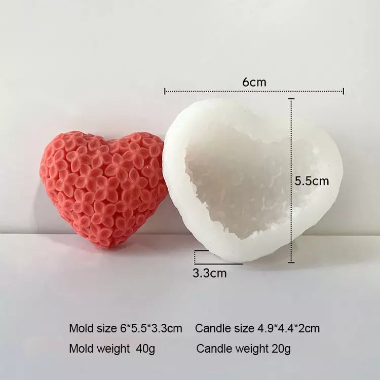 2 Inch Rose Heart Mold - Sml
