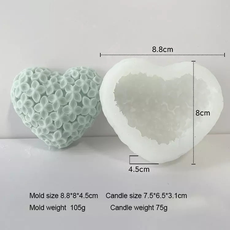 3 Inch Rose Heart Mold - Med