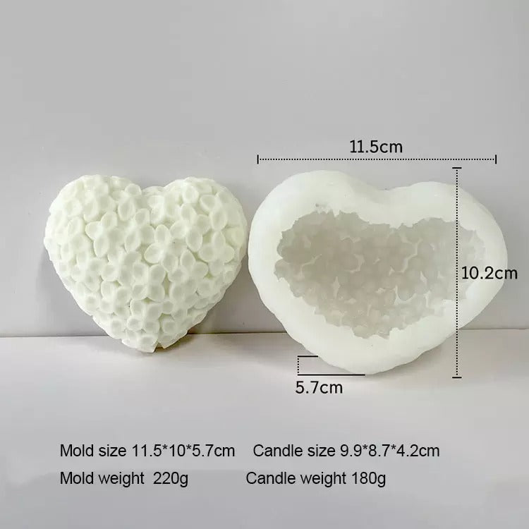 4 Inch Rose Heart Mold - Large